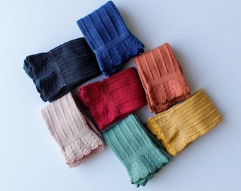 Hand Dyed Petal Top Knee High Socks, Fall Colors, FALL 2020