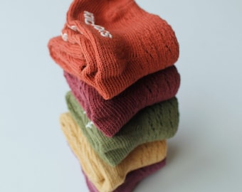 Hand Dyed Crochet Knee High Socks, Fall Colors FALL 2021
