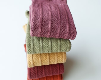 Hand Dyed Fall Knee High Socks, Baby Girls Winter Cotton Blend Socks