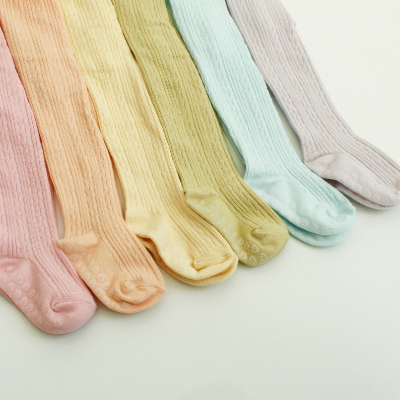 SPRING 2023 Hand dyed, spring colored cable knit tights, baby tights, cable knit tights, girls tights, warm tights image 1