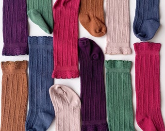 Hand Dyed Petal Top Knee High Socks, Baby and Girls