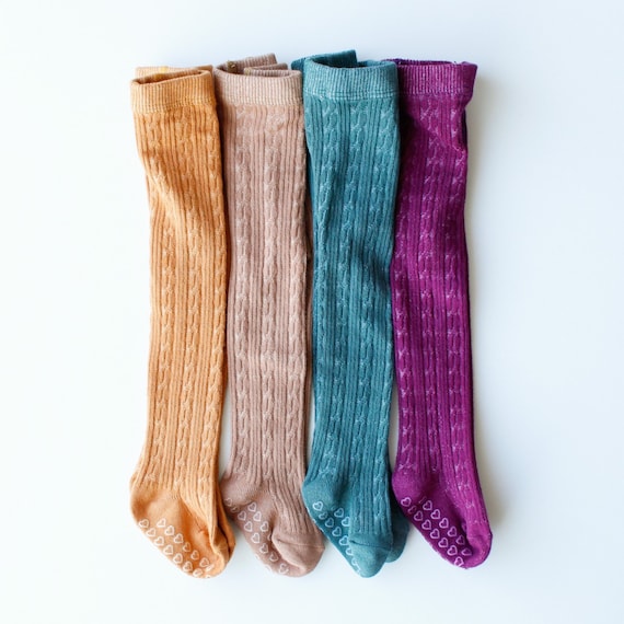 WINTER 2020 Hand Dyed, Winter Cable Knit Tights, Baby Tights