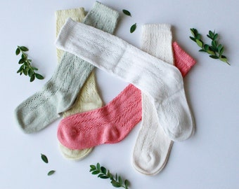 Spanish Hollow Knee High Socks, girl sock, baby socks, cute knee high socks.