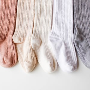 NEUTRAL Hand dyed cable knit tights, baby tights, cable knit tights, girls tights, warm tights