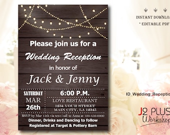 wedding reception invitation etsy