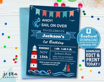 nautical invitation etsy