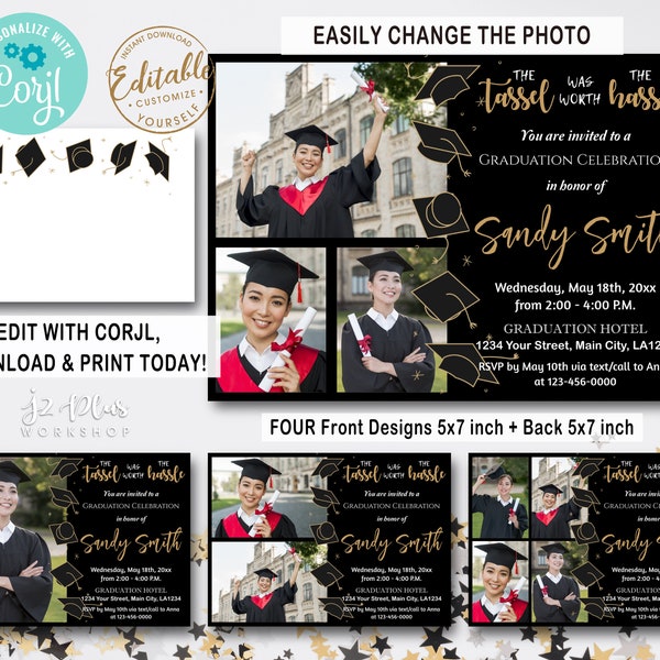 INSTANT DOWNLOAD Corjl Photo Graduation Announcement Template Graduation Invitation Template Graduation Invites Party Invitations with Photo