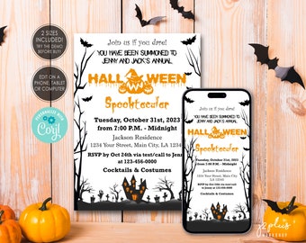 INSTANT DOWNLOAD Corjl Halloween Party Invitation, Halloween Costumes, Halloween Invitations Instant Download Invites Printable DIY Editable