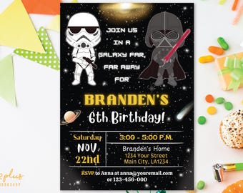Galaxy Star Wars Birthday Invitation, Galaxy Star Wars Celebration, Star Wars Birthday Party, Easy Editable Canva Template Digital Download