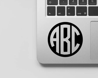 Circle Monogram Decal - Laptop Sticker, Car Window Monogram