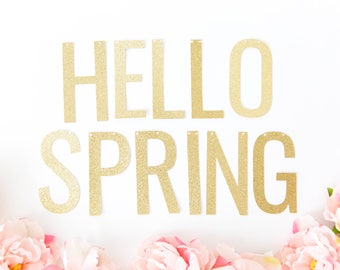 Hello Spring Banner - Glitter Spring Banner, Easter Banner, Spring Party Decor, Spring Home Decor