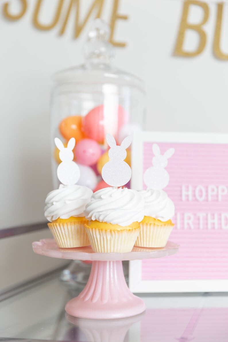 Bunny Cupcake Toppers Easter Decorations Bunny Toppers Etsy