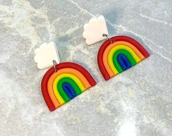 Polymer Clay Rainbow earrings | Rainbow Arch earrings | Rainbow Clay earrings | Hypoallergenic