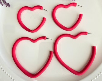 Heart hoop polymer clay earrings | Heart shaped Polymer Clay earrings | Heart hoop earrings | Hypoallergenic