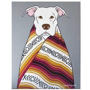 Pit Bull Print titled &quot;Pittie in Indian Blanket&quot; by Artist Sandy Magrath