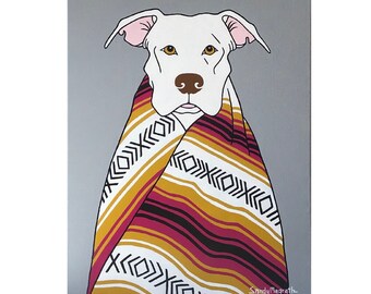 Pit Bull Print titled "Pittie in Indian Blanket" by Artist Sandy Magrath