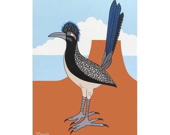 Print titled "Desert Road Runner #2" by Artist Sandy Magrath