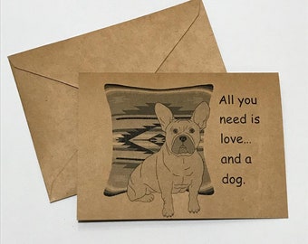 4x5 Inch French Bulldog Dog Note Cards, Blank French Bulldog Note Cards, French Bulldog, Dog Lover Gift, Handmade Note Cards, Dog Notecards