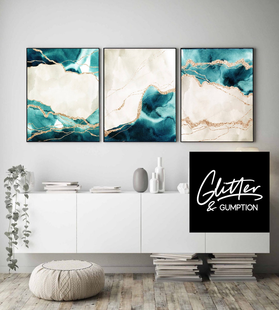 Green Gold Wall Art Print Gold Abstract Wall Art Modern Etsy