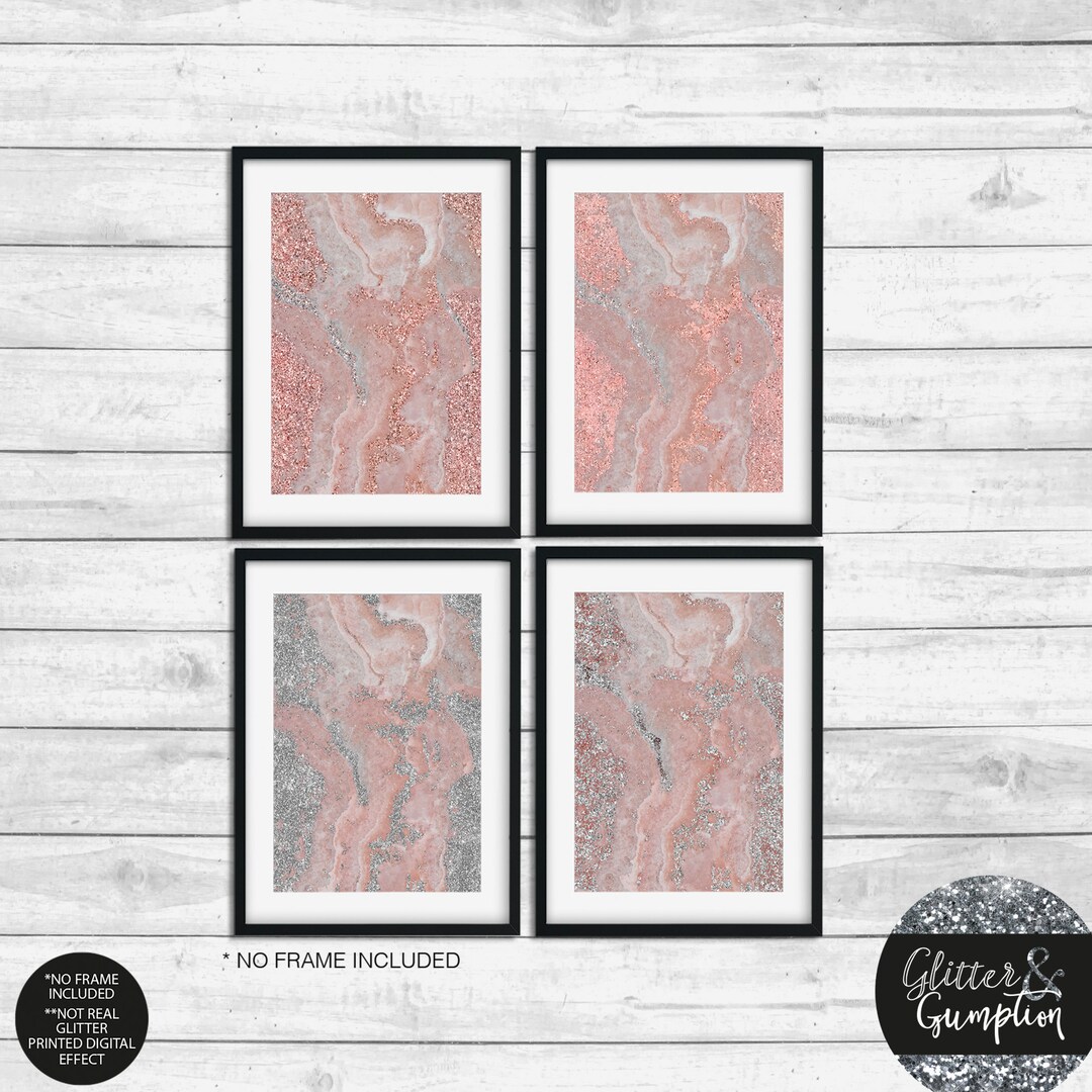 Pink Silver Abstract Wall Art Abstract Art Art Prints Large Etsy