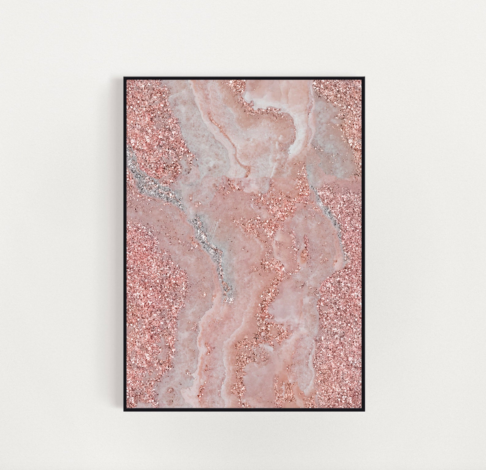 Pink Silver Abstract wall art abstract art art prints large Etsy