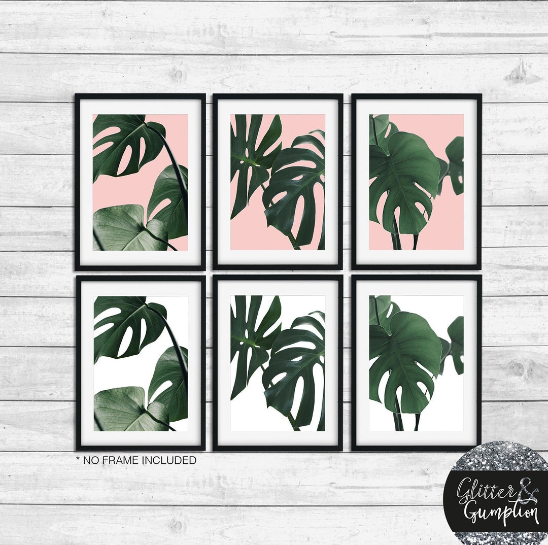 Monstera Wall Art Botanical Print Set of 3, Fern Leaf Palm, Green Leafy