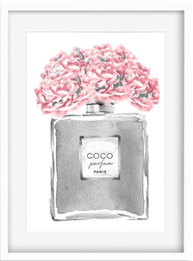 Fashion Prints peony perfume wall art Blush Pink Perfume | Etsy