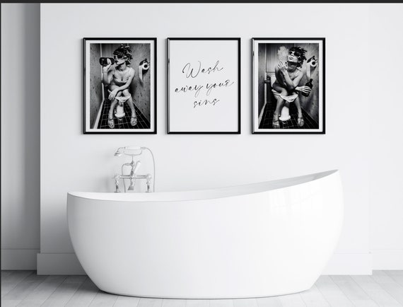 Fashion Wall Art Pink Glam Bathroom Decor Black and White Posters Canvas  Poster Prints Pictures Modern Perfume Women Funny Bathroom Wall Decor for