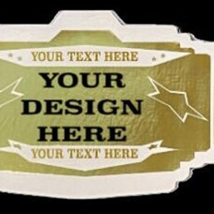 May include: A white championship belt with gold accents. The belt has three rectangular plates with the text "YOUR DESIGN HERE" on each plate.