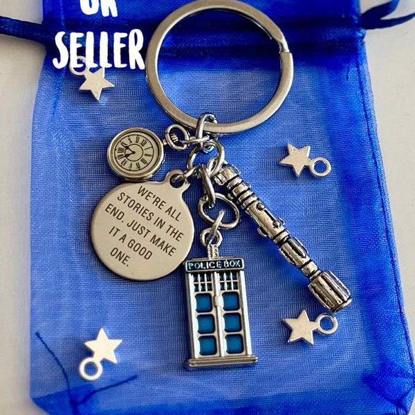 Doctor Who gift Dr Who 5 Charm Quality Keychain Keyring Tardis, Sonic Screwdriver, & Clock WHOVIAN gift