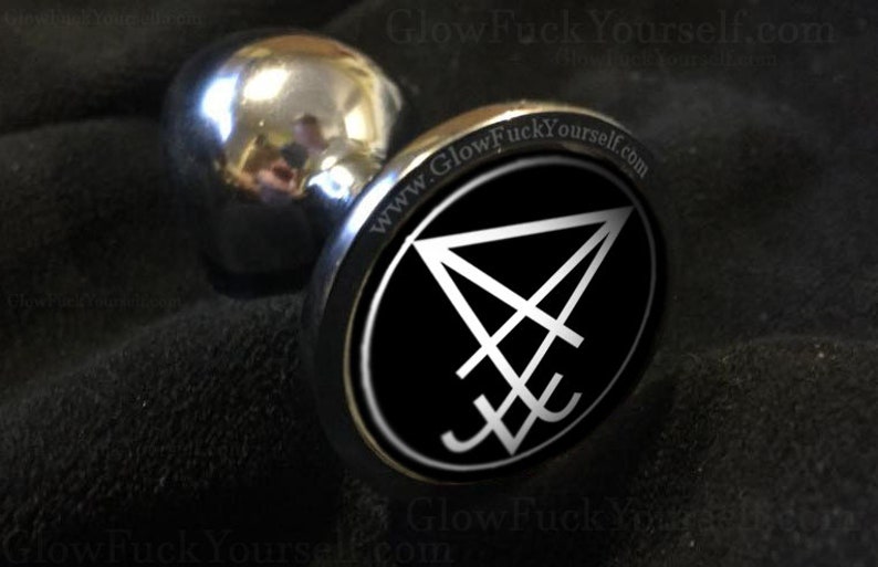 Sigil of Lucifer butt plug In red or black, just in time for Halloween, Armageddon or Christmas Mature gay kinky bdsm 666 satanic TOS White on Black
