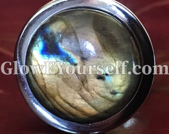 Labradorite and stainless steel butt plug - mature adults only