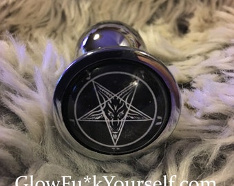 Baphomet butt plug! In red or black, just in time for Halloween, Armageddon or Christmas! Mature gay kinky bdsm 666 satanic death metal TOS