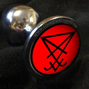 Sigil of Lucifer butt plug In red or black, just in time for Halloween, Armageddon or Christmas Mature gay kinky bdsm 666 satanic TOS Black on Red