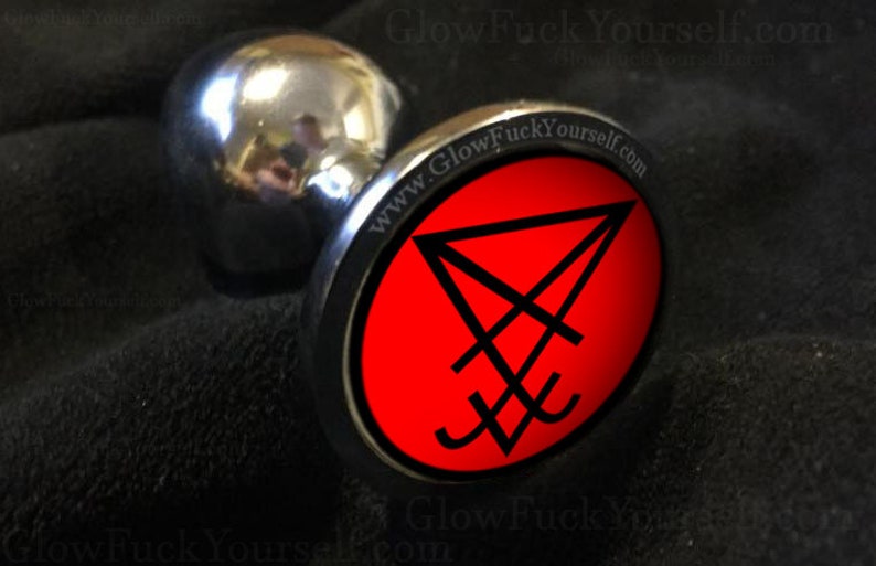 Sigil of Lucifer butt plug In red or black, just in time for Halloween, Armageddon or Christmas Mature gay kinky bdsm 666 satanic TOS Black on Red