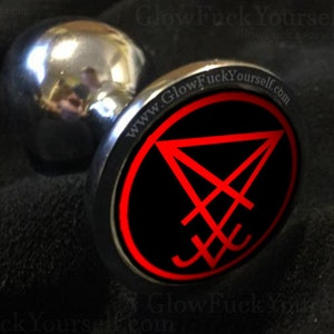 Sigil of Lucifer butt plug In red or black, just in time for Halloween, Armageddon or Christmas Mature gay kinky bdsm 666 satanic TOS Red on Black