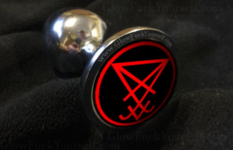 Sigil of Lucifer butt plug In red or black, just in time for Halloween, Armageddon or Christmas Mature gay kinky bdsm 666 satanic TOS Red on Black