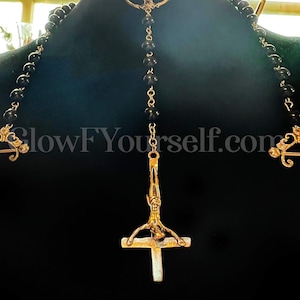Custom Baphomet rosary nipple rings, in glow in the dark or black and silver, just in time for Christmas! Metal Jesus Christ 666 mature