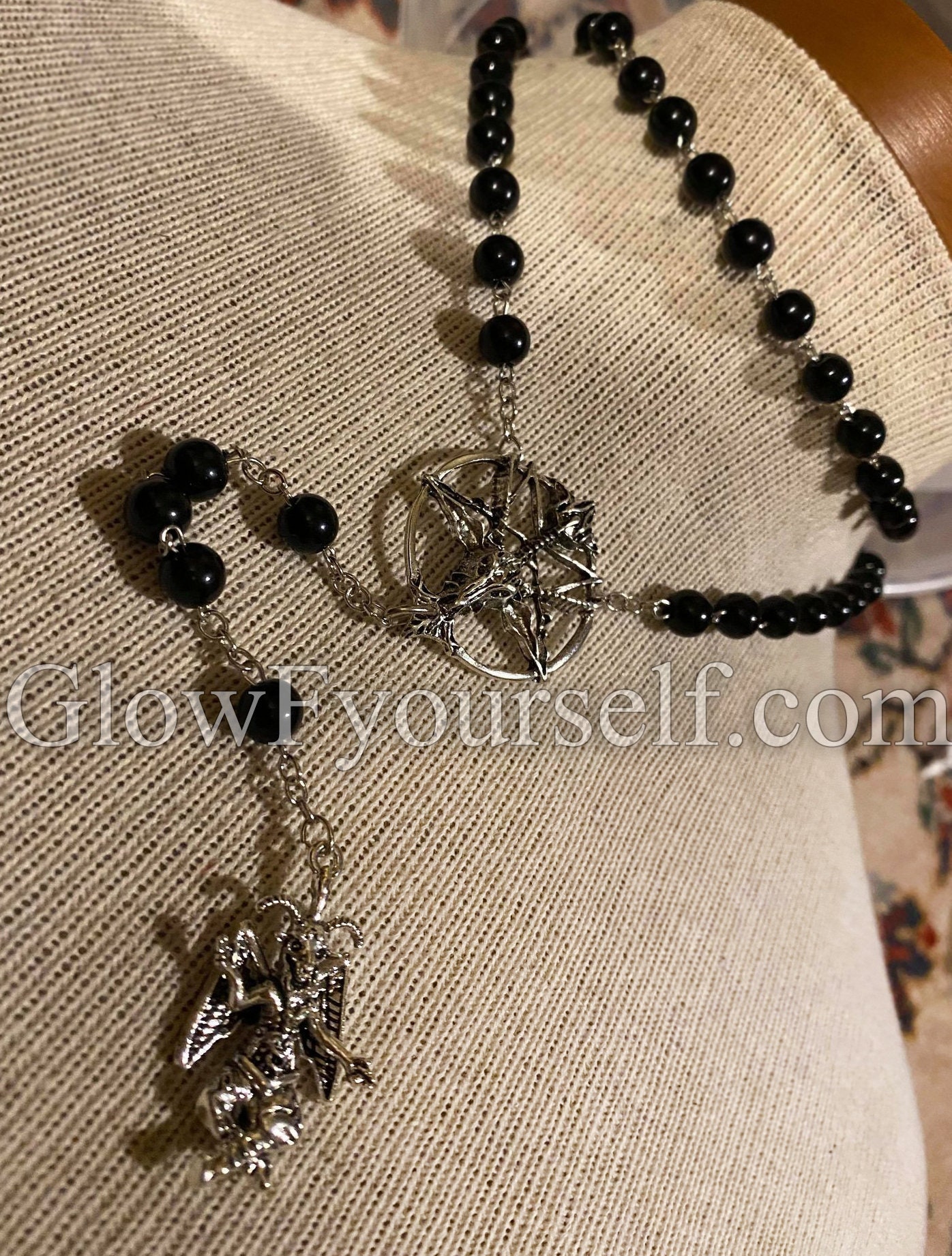 Gungneer 3D Satanic Hexagram Goat Head Pendant Necklace Stainless Steel Wheat Chain Satanism Jewelry Gift For Men Women