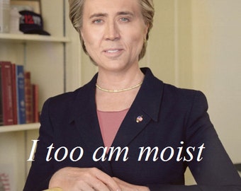 I Too, Am Moist, Nicolas Cage as Hillary Clinton, stainless steel butt plug! A national treasure, for mature adults