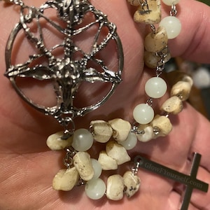 Bahpomet rosary, made out of TEETH!  Hail Satan, praise Jesus, 666 etc