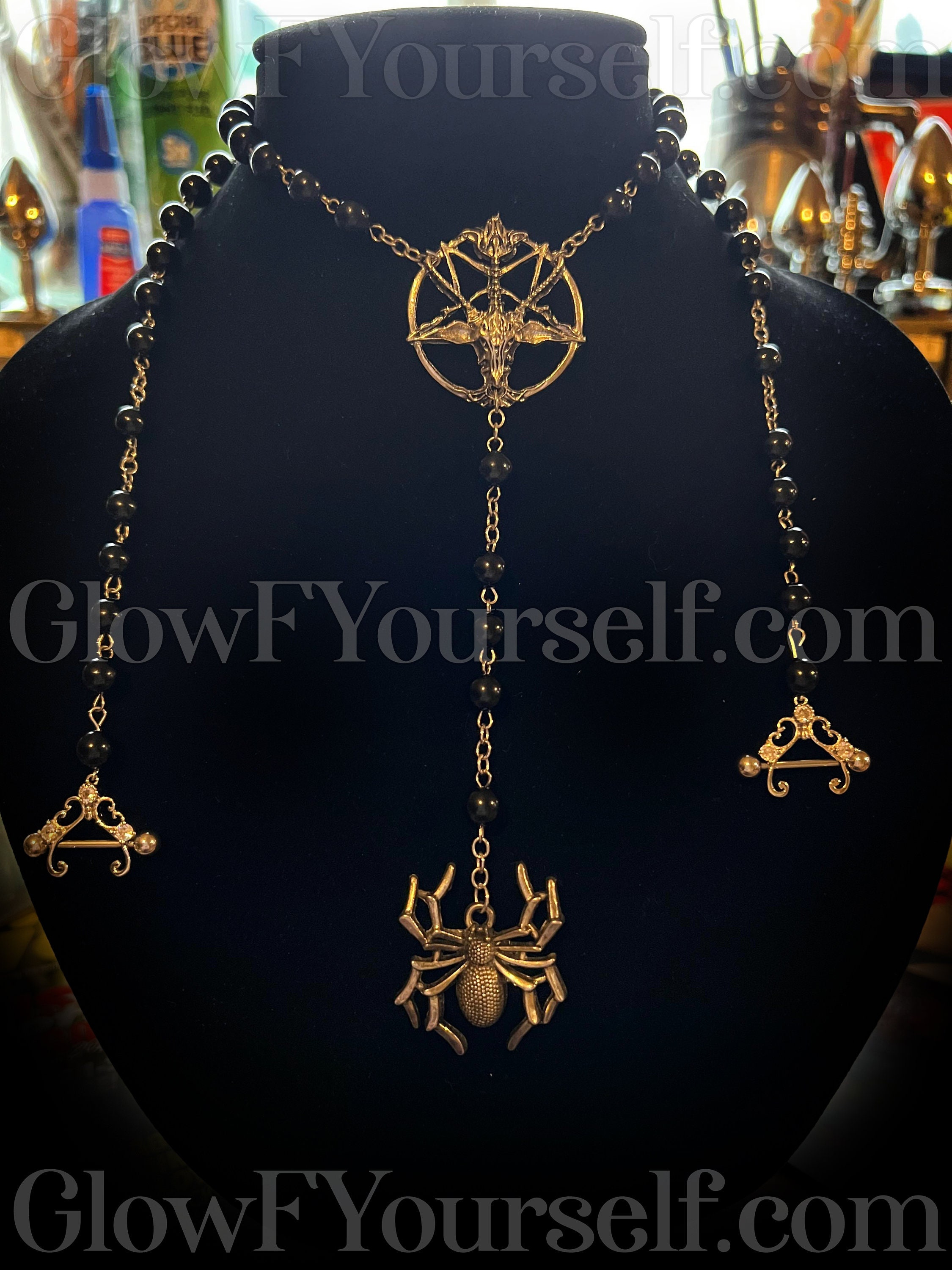 Custom Baphomet Rosary Nipple Rings, in Glow in the Dark or Black and  Silver, Just in Time for Christmas Metal Jesus Christ 666 Mature - Etsy  Denmark