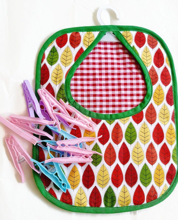 Handmade peg bag leaf fabric clothes peg bag hanging clothes Etsy