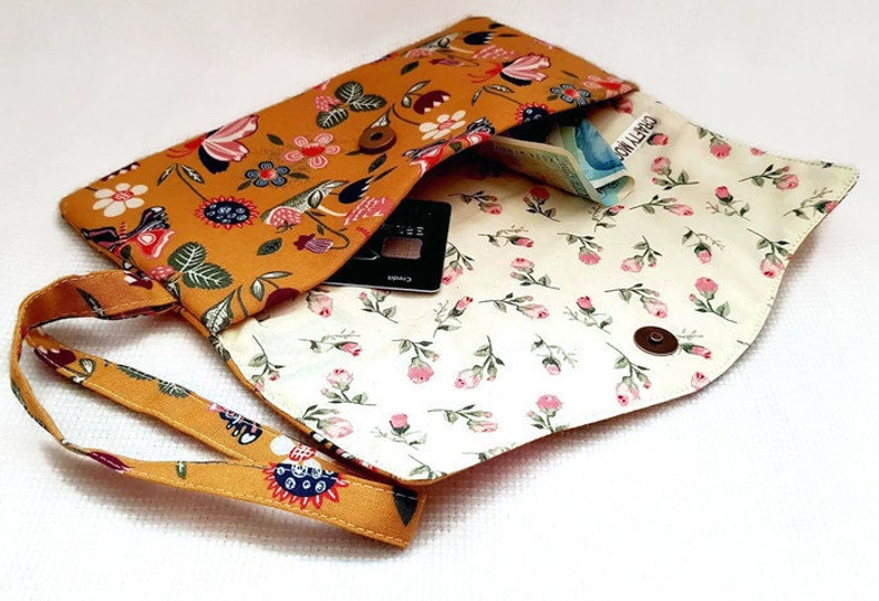 Gifts for girls Small make up pouch Floral coin pouch Mustard floral purse Make up holder Snap pouch Credit card holder Floral purse