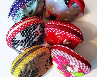 Hand stitched coin purse, Coin purse, Red coin purse, Bun purse, Bun shaped coin purse, money wallet, small pouch, Credit card holder, Coin