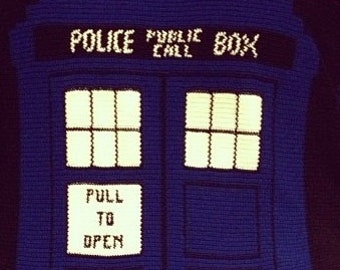 Doctor Who TARDIS "Fantastic!" crochet blanket - PATTERN ONLY
