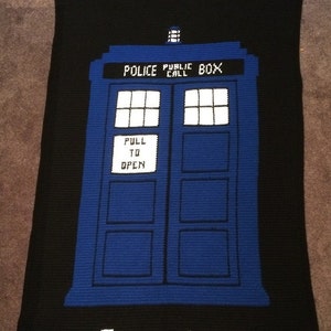 Doctor Who TARDIS Geronimo crochet blanket PATTERN ONLY image 1