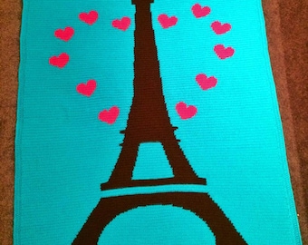 Loving the Eiffel Tower crochet blanket - PATTERN ONLY