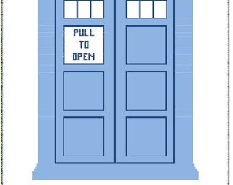 Doctor Who TARDIS "Don't eat pears!" crochet blanket - PATTERN ONLY