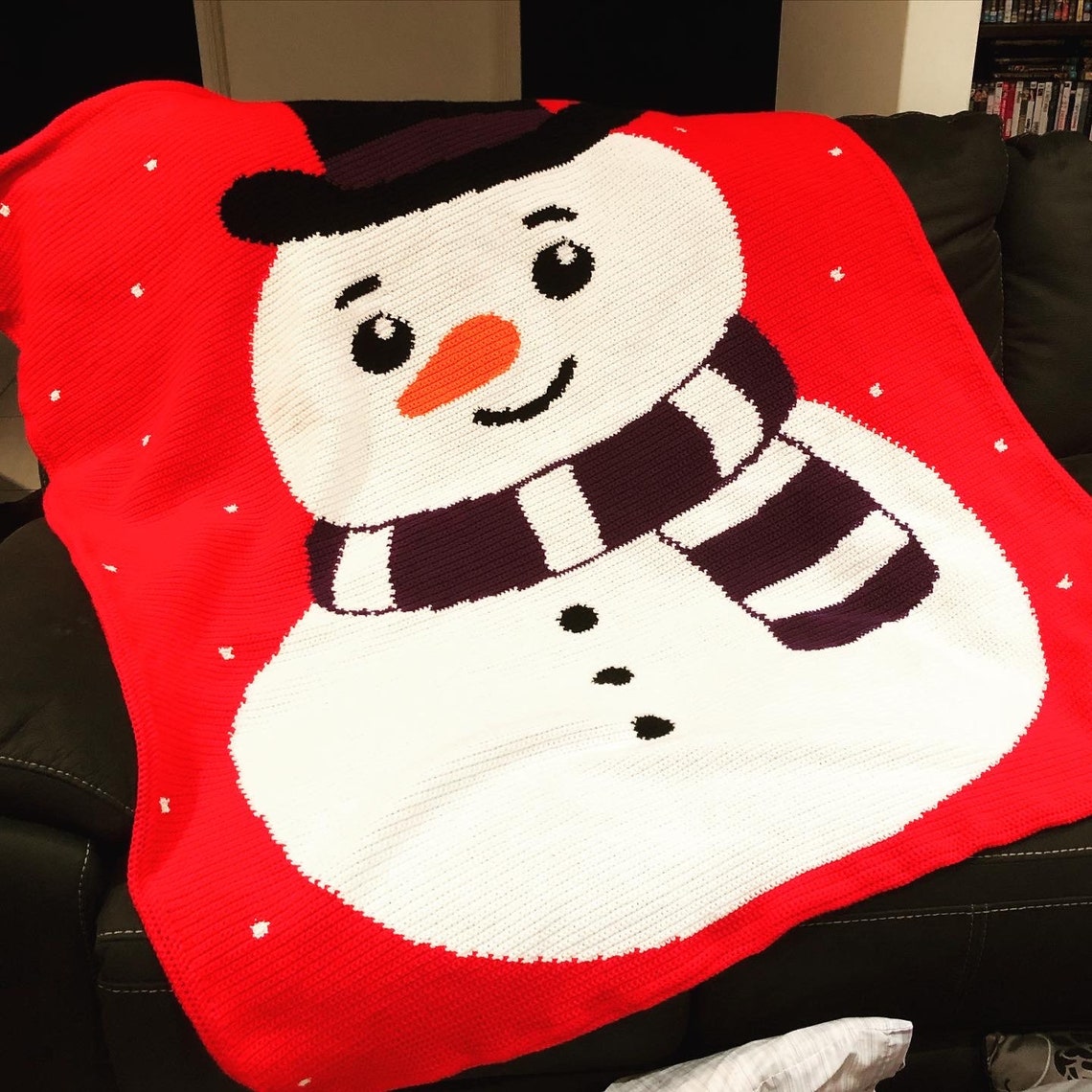 Graph Knitted Snowman Pattern Snowman Blanket - GRAPH PATTERN ONLY - Etsy
